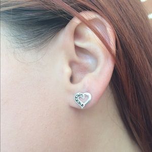 ❤️925ss Heart Earrings Decorated With Marcasite